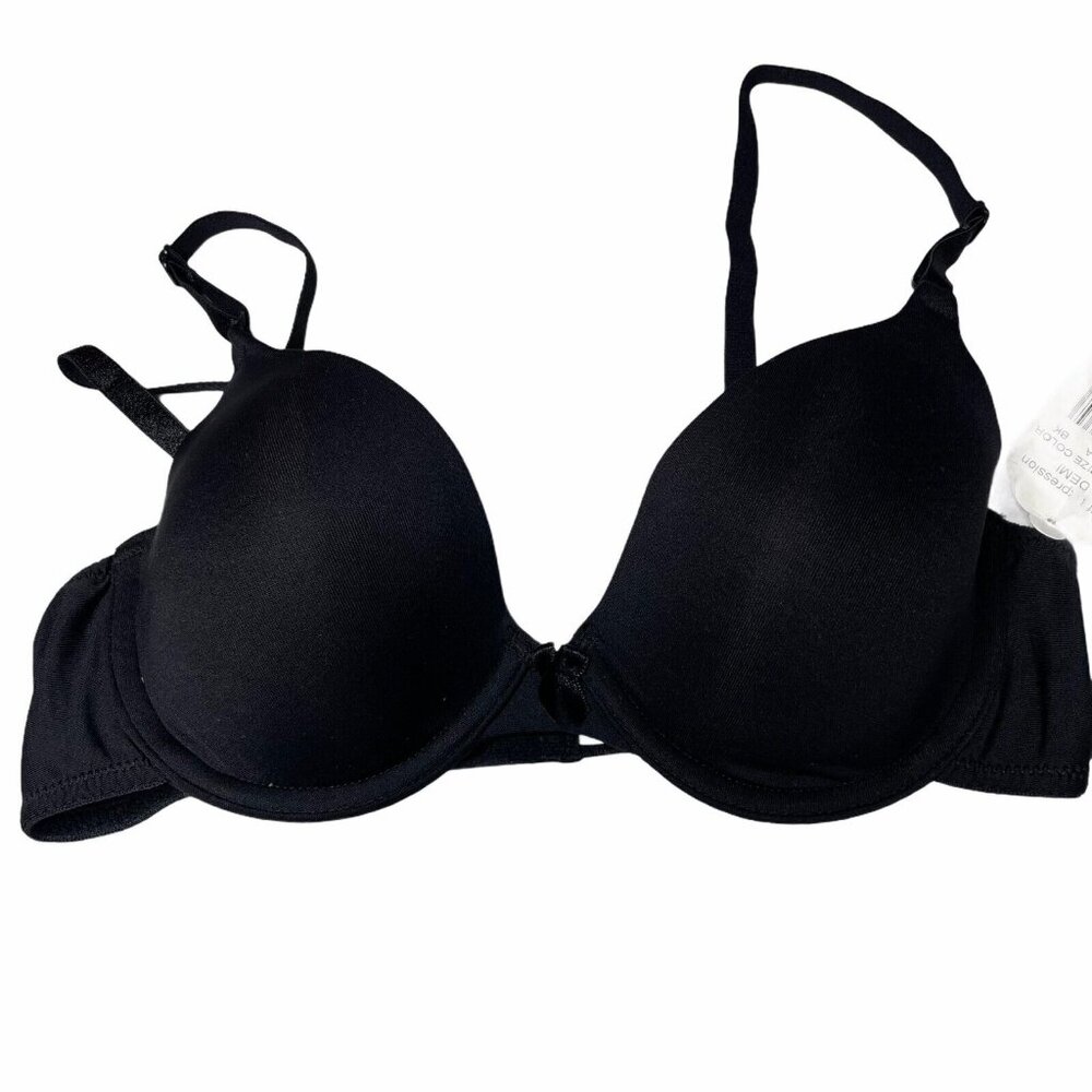 Self Expressions Maidenform Demi T-Shirt Bra Satin Sides 34A Black #5701S1 New